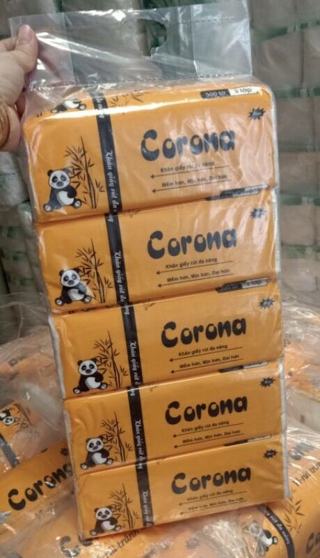 Combo 5gói khăn giấy rút lụa Corona 500tờ/gói siêu day mịn