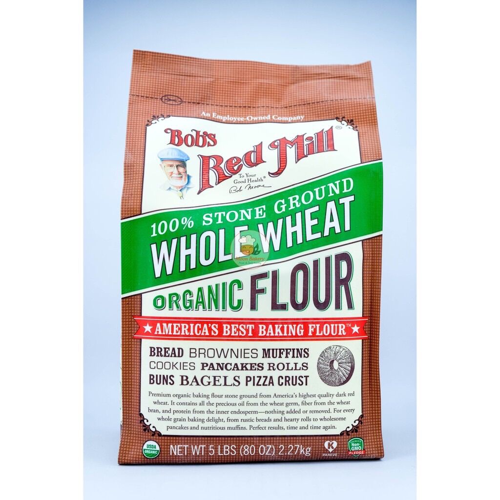 Bột mì nguyên cám hữu cơ organic whole wheat flour bob’s red mill túi 2.27kg - hsd 2023