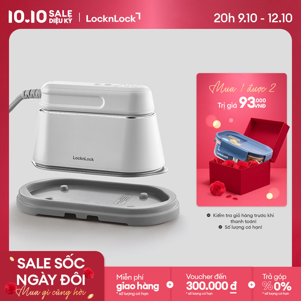 Bàn ủi hơi nước 2 trong 1 LocknLock 2 in 1 steam iron 100ml - Màu trắng ENI262WHT