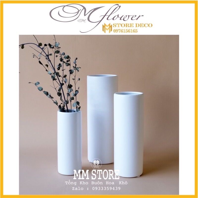 Lọ cắm hoa ,lọ gốm ống trơn cắm hoa deco nhà cửa, bình hoa cỏ lau, lọ cắm hoa