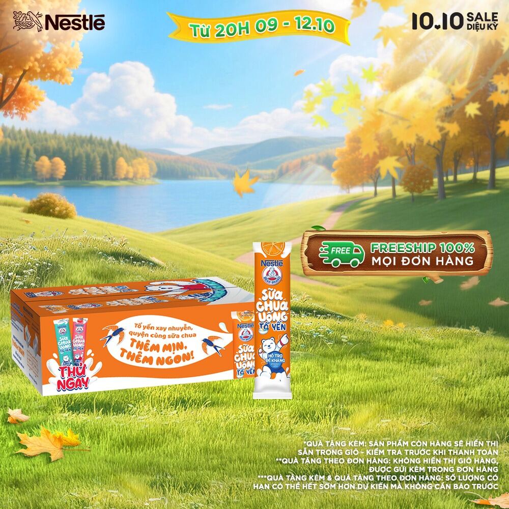 [FREESHIP TOÀN QUỐC] Thùng 28 gói Sữa chua Tổ Yến Nestlé Gấu Hương Cam 28x75ml