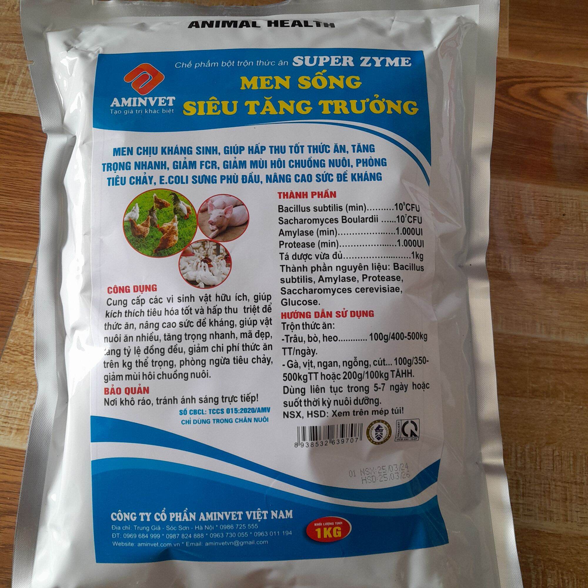Men sống siêu tăng trưởng, men sống chịu kháng sinh 1kg