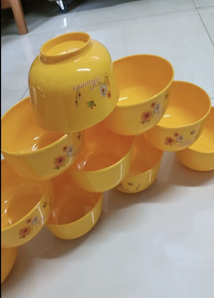 🍚 Set 10 Chén Ăn Cơm HOA CÚC, Nhựa Dẻo (Rộng 11cm, hình thật)