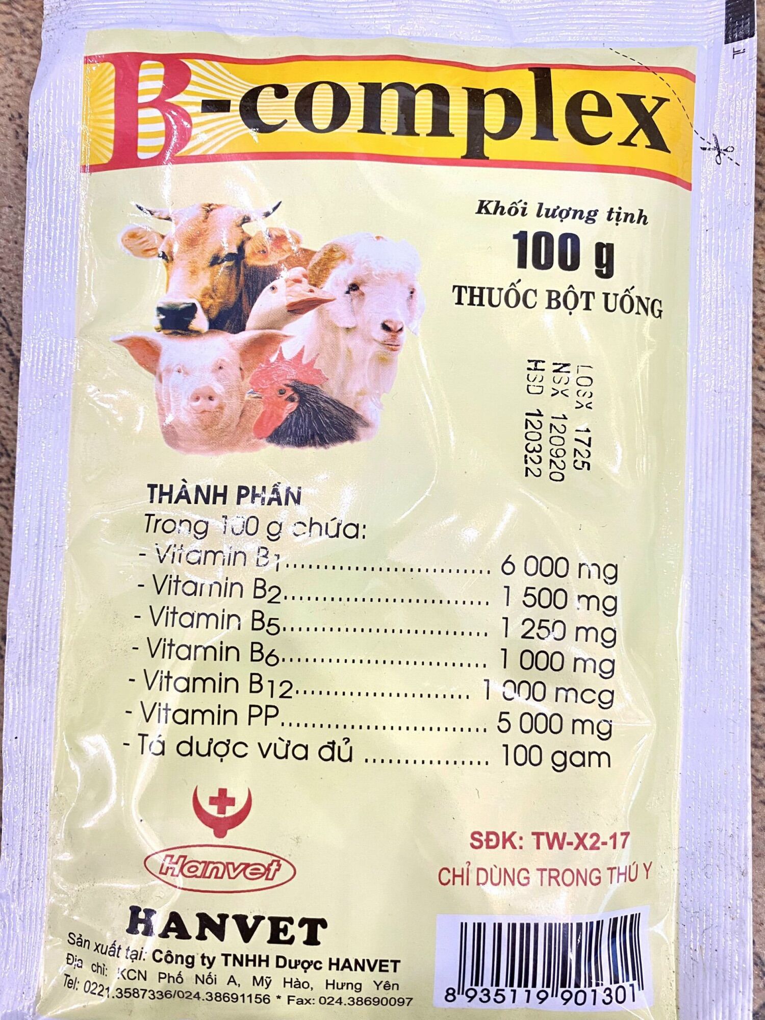 [THÚ Y] 1 gói B-complex 100g bổ sung vitamin B dùng cho lợn gà