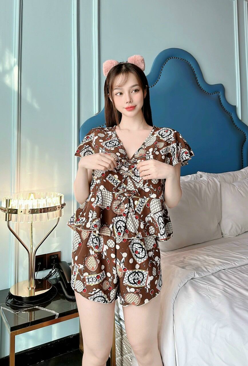 Đồ bộ đùi nữ mặc nhà vải lụa mango - M06