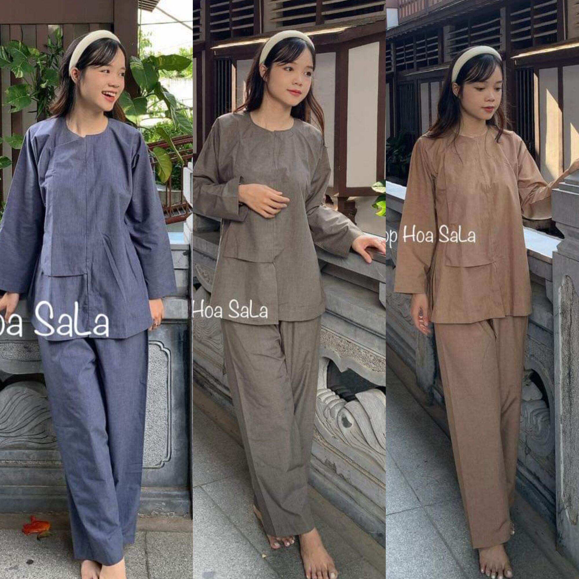 vạt hò nút bóp.đồ lam đi chùa nam nữ chất vải tixi