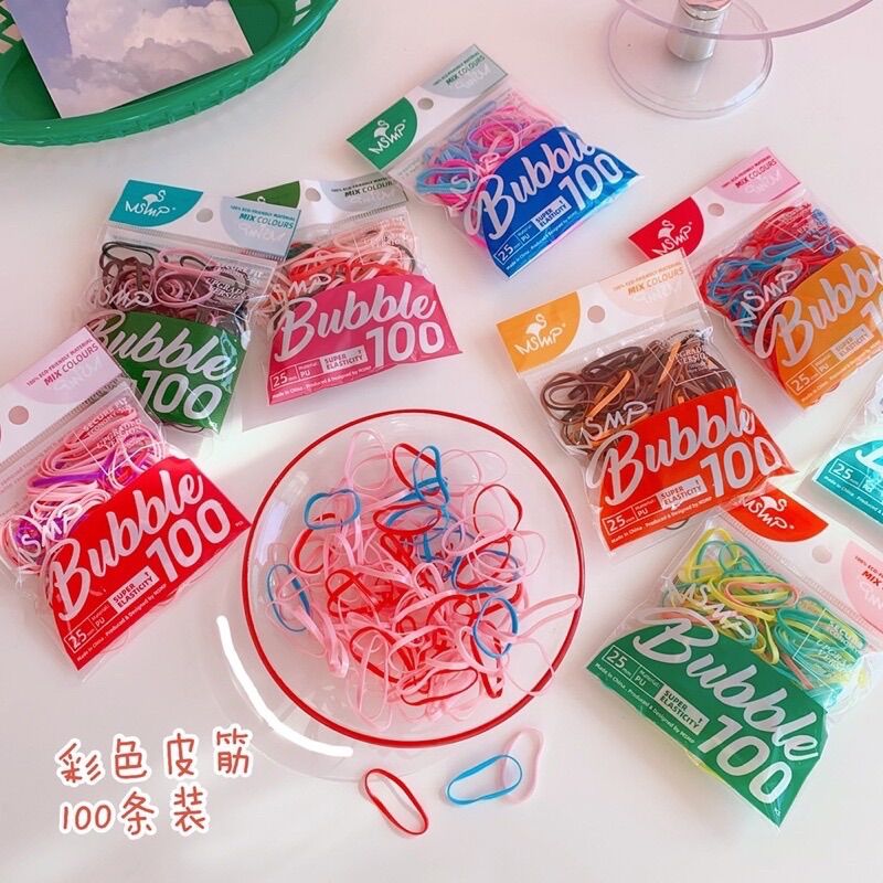 Set 100 dây chun buộc tóc trộn màu phong cách Hàn Quốc
