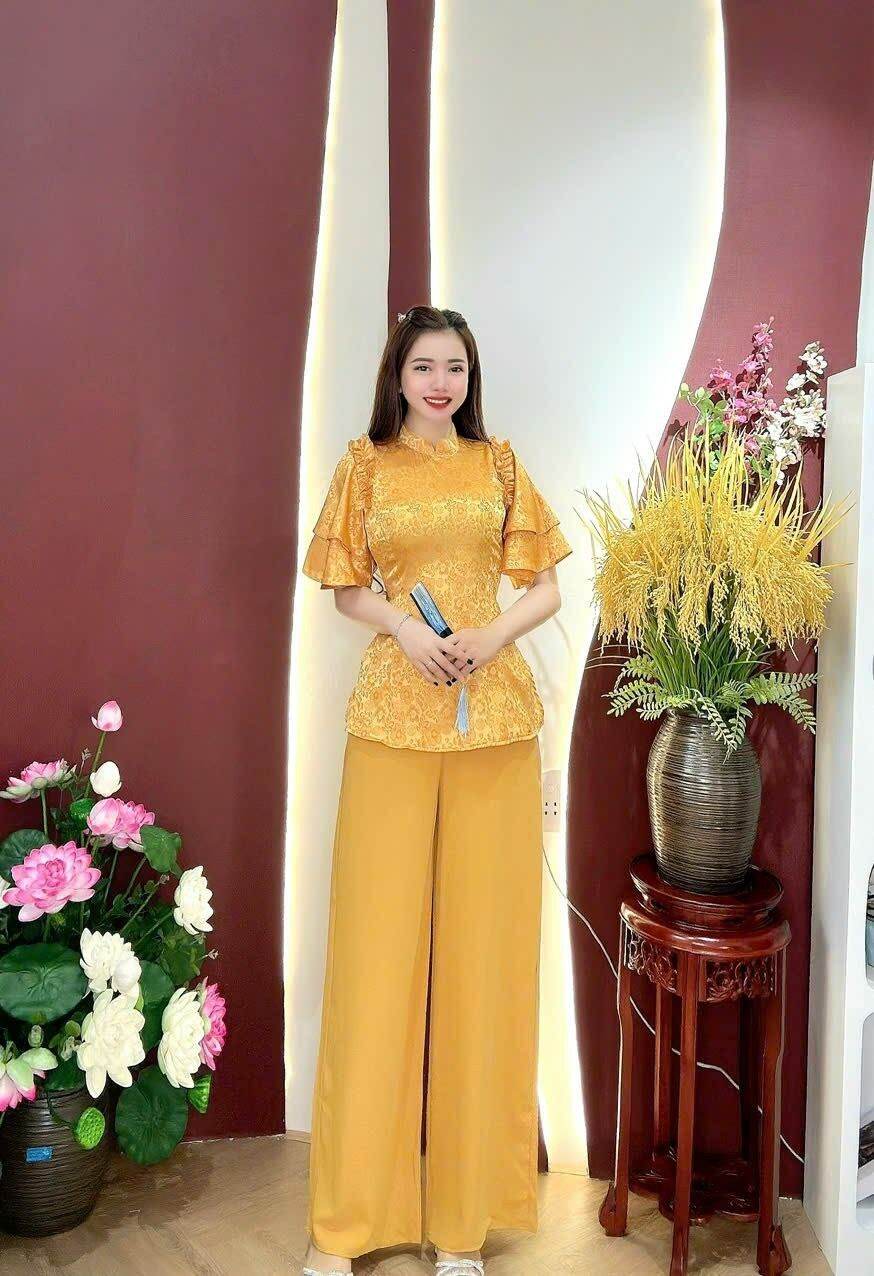 Bộ lam bà ba vai bèo lụa gấm mango cao cấp 40-60kg tùy chiều cao