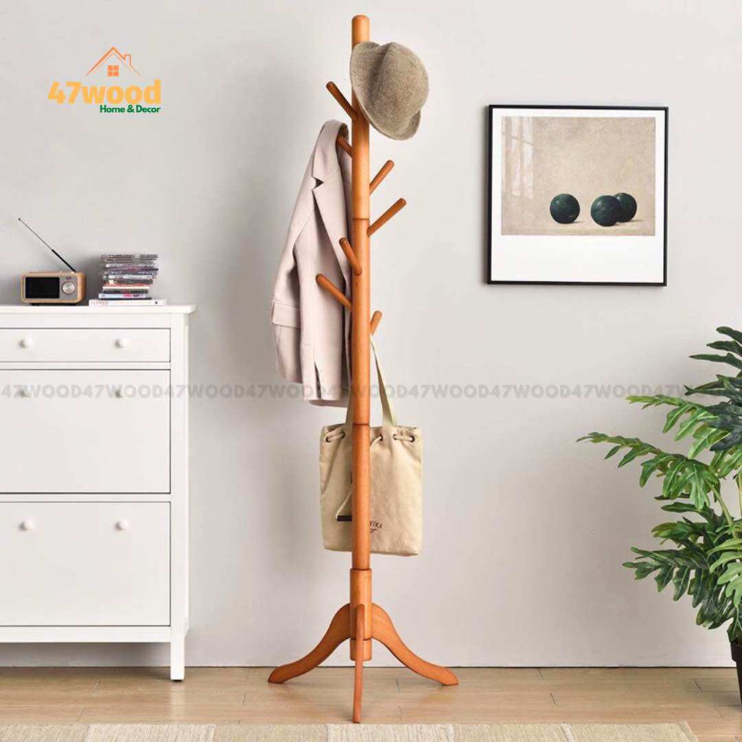 Cây treo quần áo cao cấp gỗ cao su, hàng xuất khẩu HQ lắp ráp cực chắc chắn