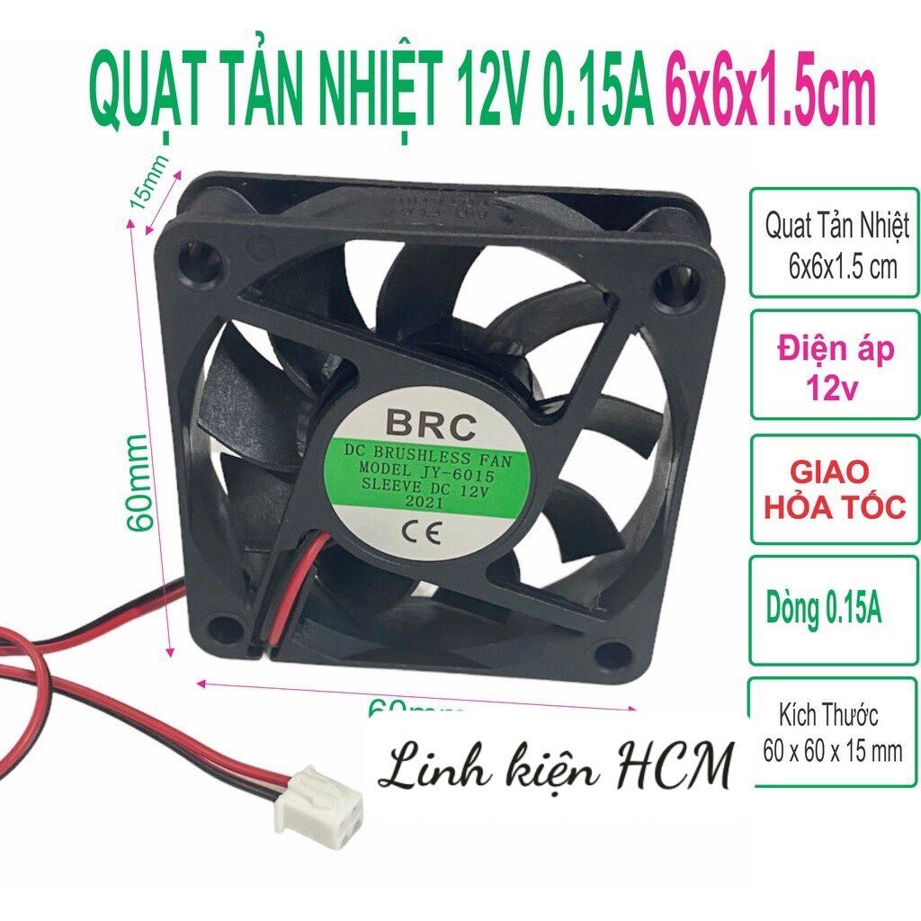 Combo 10 Quạt Tản Nhiệt 12V 6x6x1,5 cm 0.15A Linh Kiện điện tử HCM