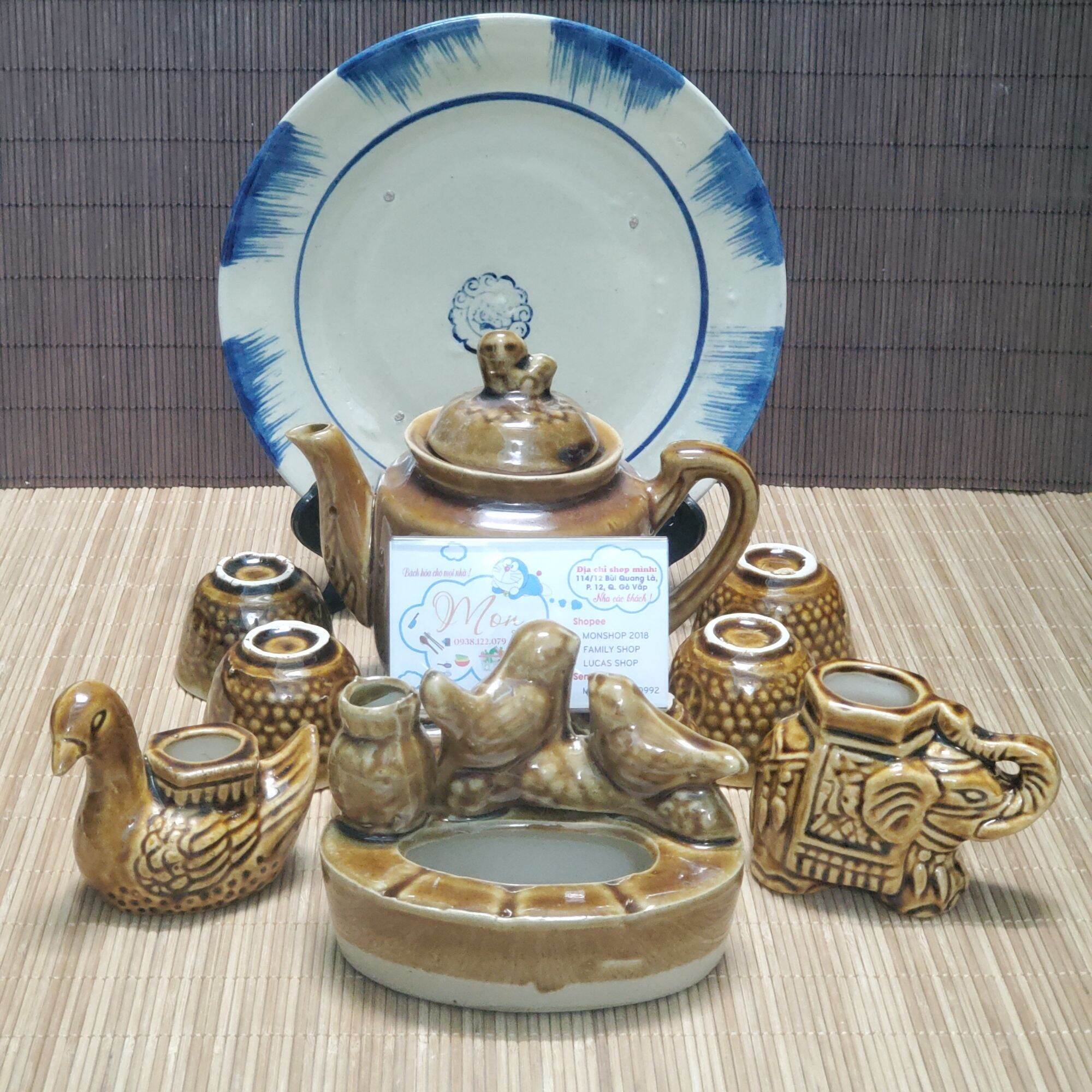 [GỐM THÔ]COMBO UỐNG TRÀ XƯA THỦ CÔNG