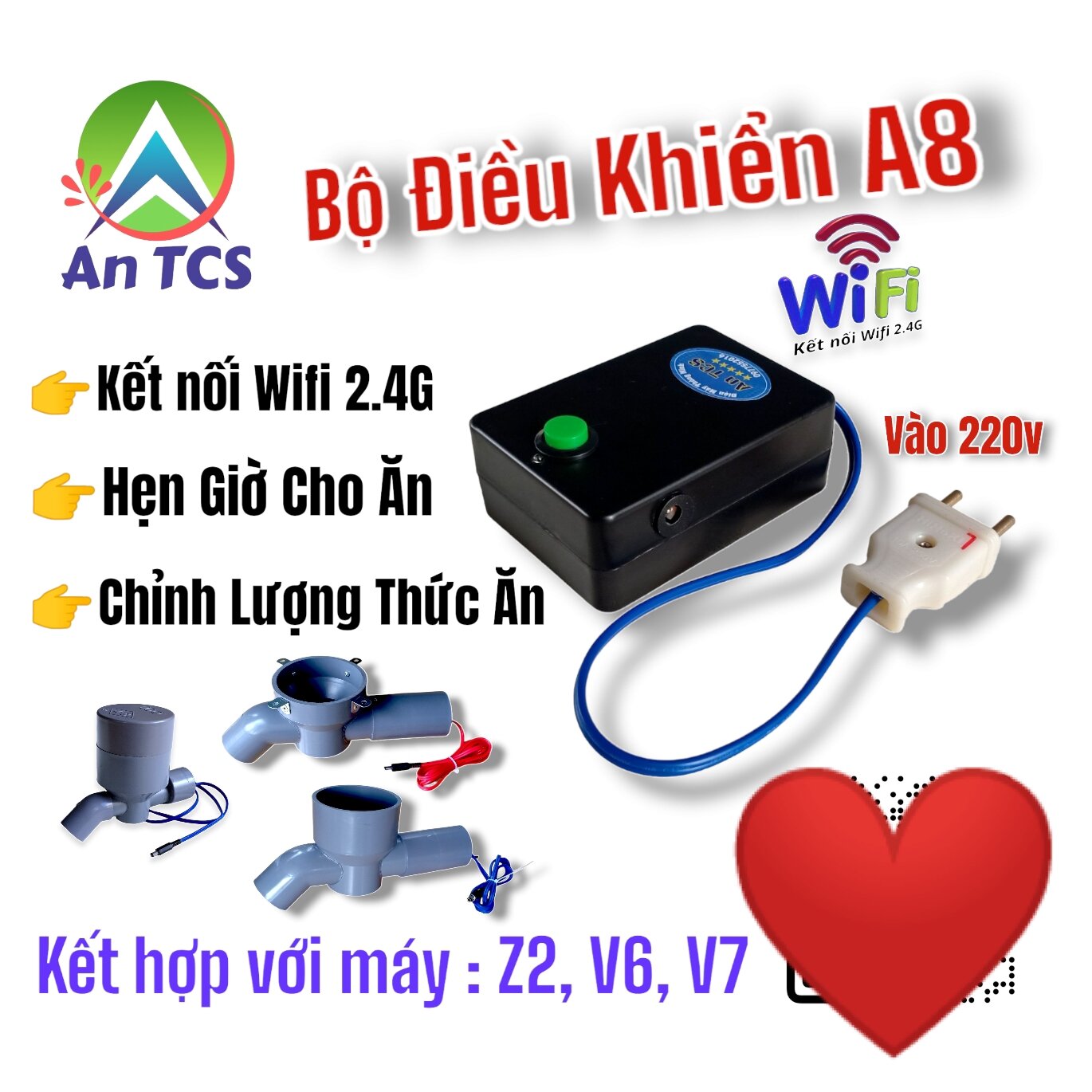 Máy cho gà ăn tự động wifi V6-A8 An TCS
