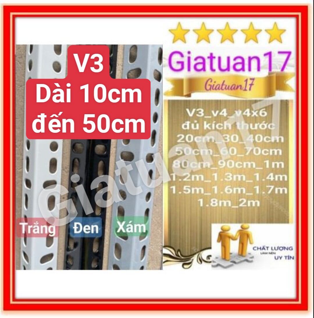 (🌲Dài 10cm đến 50cm🌲)Thanh sắt V Lỗ 3x3cm ⭐DÀY 1.6MM ĐỦ⭐ ( BAO KẸP THƯỚC),(10cm,20cm,30cm,40cm,50cm) sơn tĩnh điện