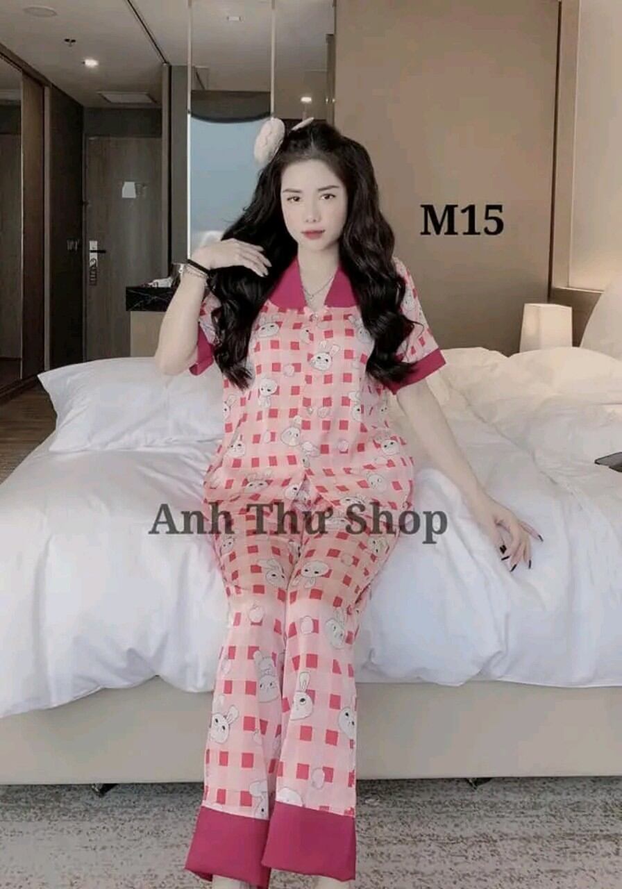 Bộ lụa Pijama lụa loại 1 chất mềm mịn, mát + Ảnh thật ,Bộ Lụa Mango Tay Ngắn
