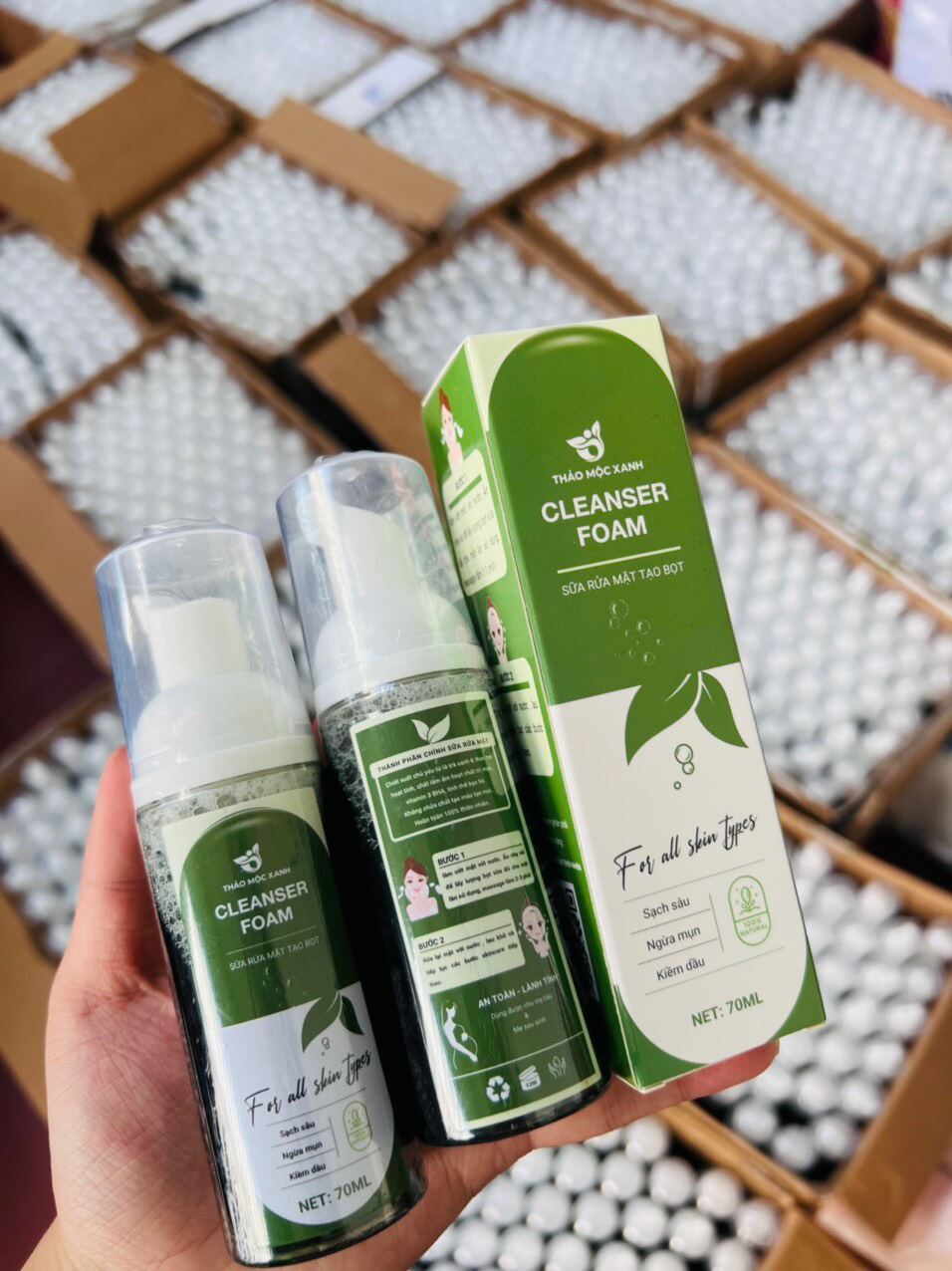 Sữa Rửa Mặt Thảo Mộc Xanh Bản Mini 70ml (5 lọ)