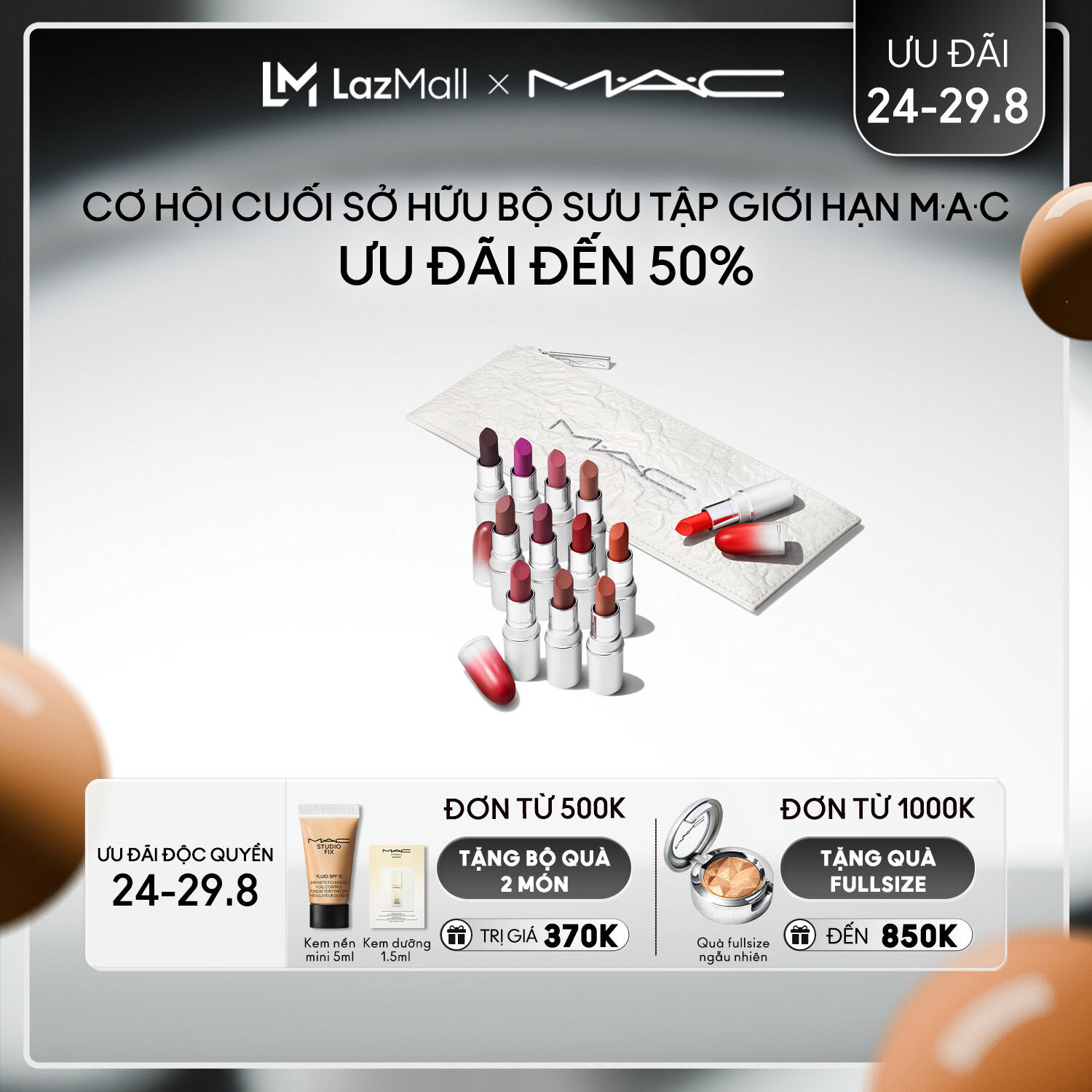 Bộ Mini Powder Kiss Lipstick phiên bản đặc biệt của MAC / Son dưỡng ẩm hiệu ứng lì mịn - Bộ 12 cây son Mini Powder Kiss Lipstick Lips By The Dozen.
