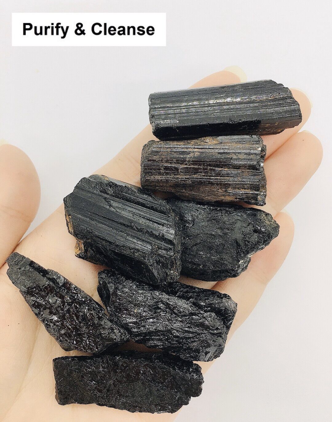 Raw Black Tourmaline Healing Stone Đá Thô Thanh lọc Tarot Size 3cm - Purify & Cleanse