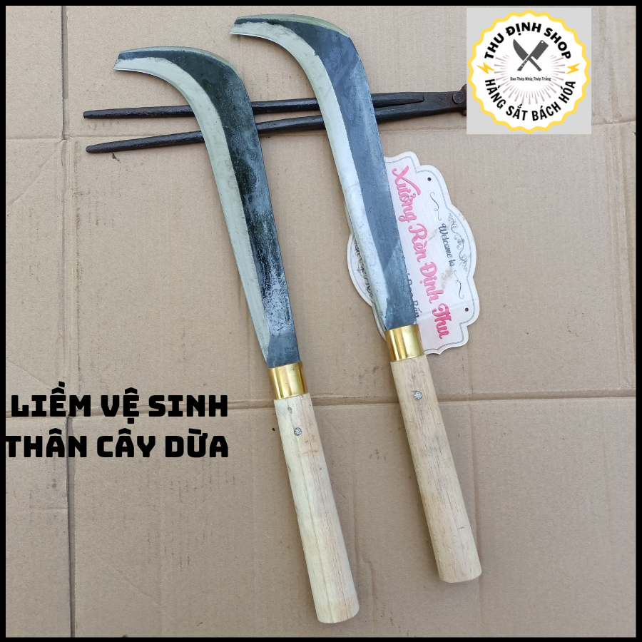 Dụng Cụ Liềm Vệ Sinh Cây Dừa/Liềm Cắt Buồng Dừa Giật Cành Sắc Bén