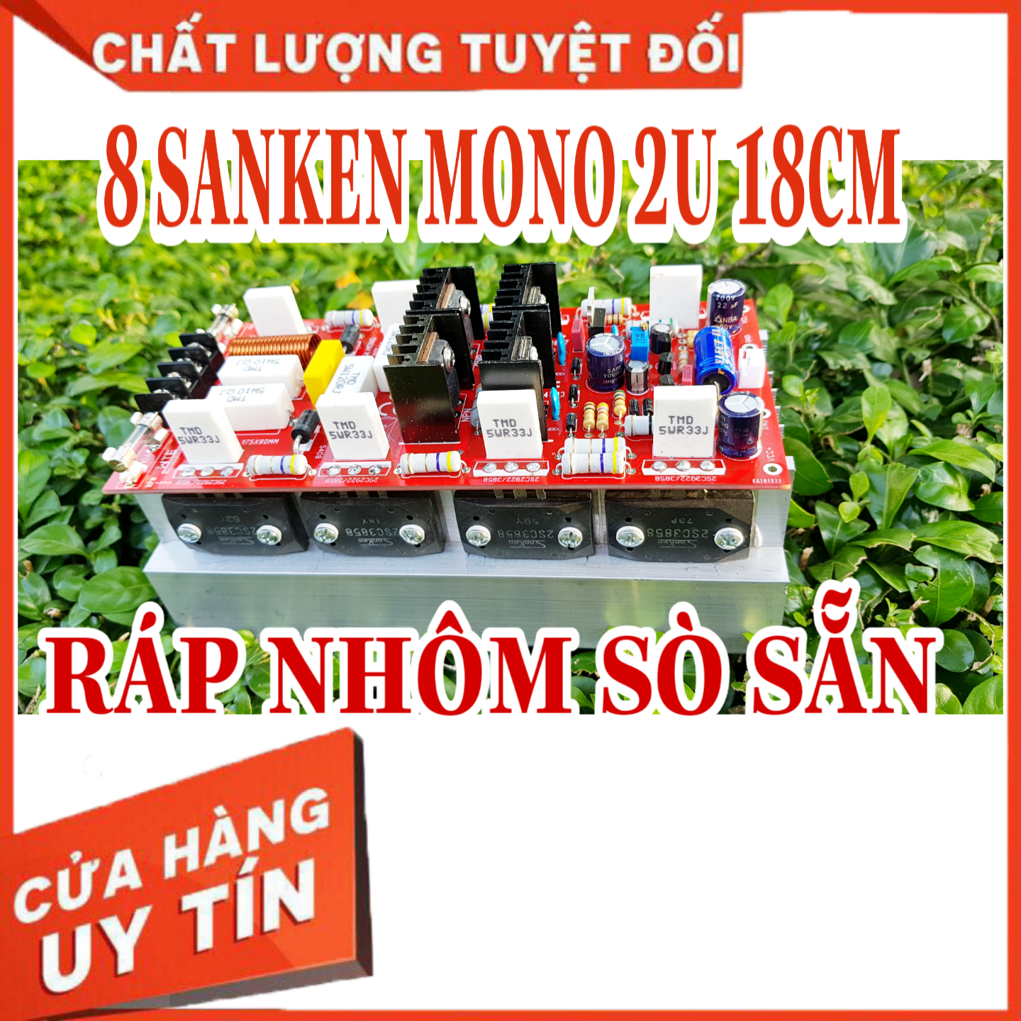 Mạch công suất 8 sò sanken 2 vít ráp sẵn gồm cả nhôm và sò