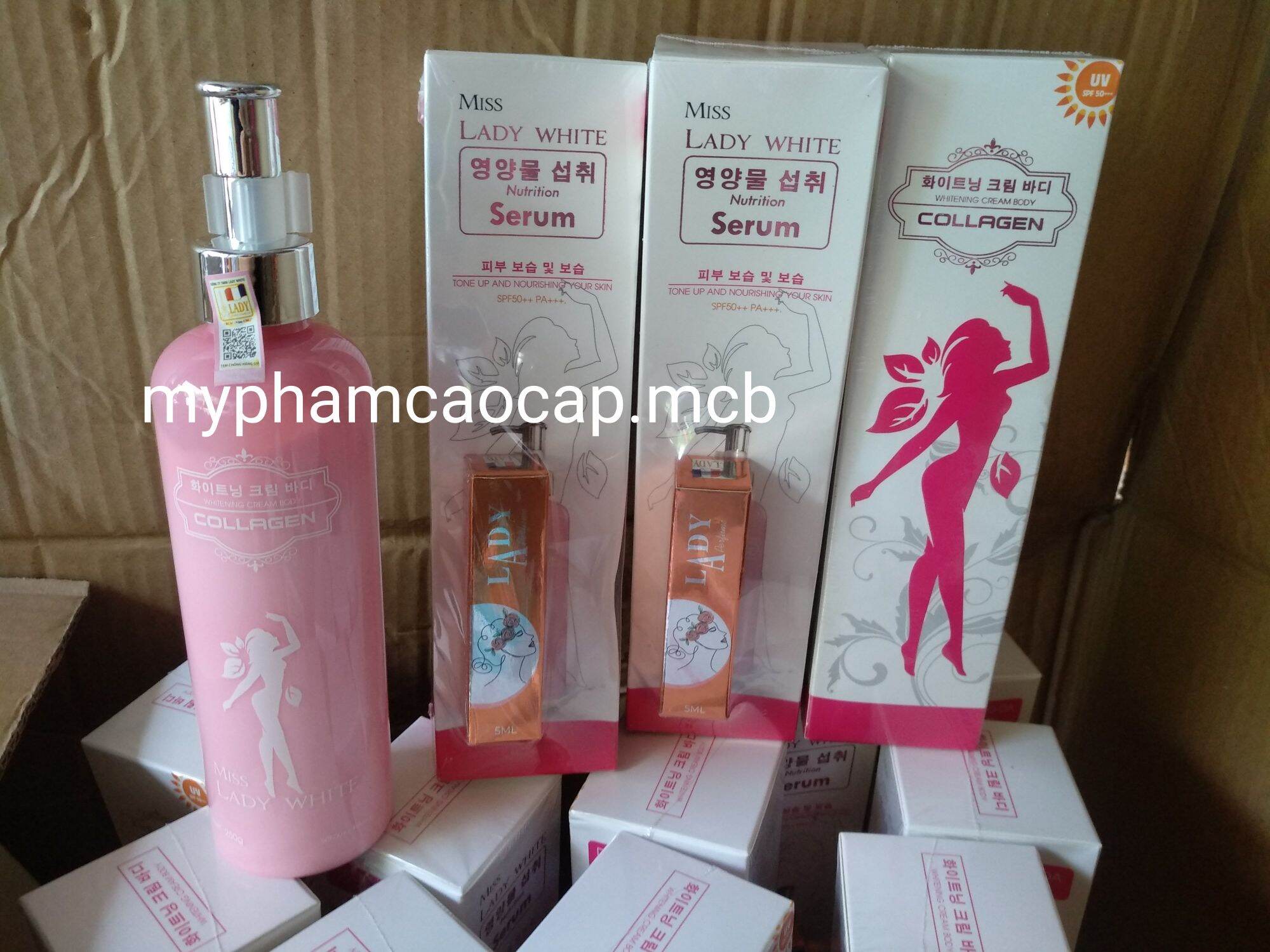 Kem serum body trắng da chống nắng miss Lady white collagen 250ml chính hãng