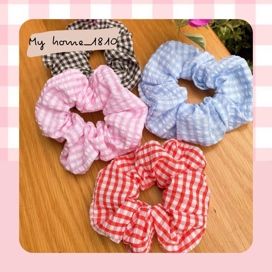 Dây cột tóc scrunchies caro nhiều màu cao cấp