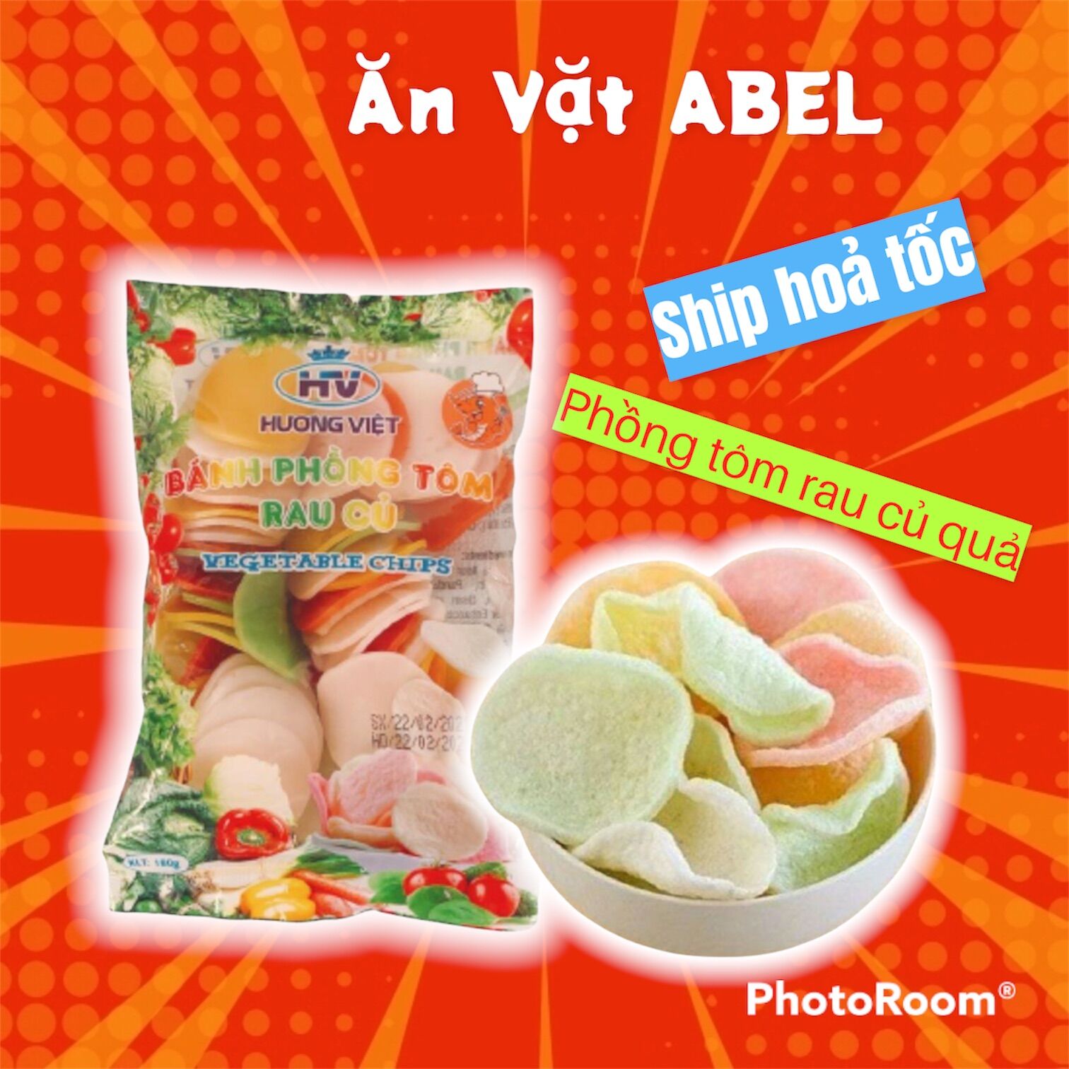 Bánh phồng tôm rau củ quả 180 gram , phồng tôm Ăn Vặt ABEL