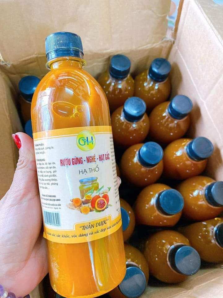 Rượu xoa bóp gừng _ nghệ _ hạt gấc hạ thổ 100 ngày