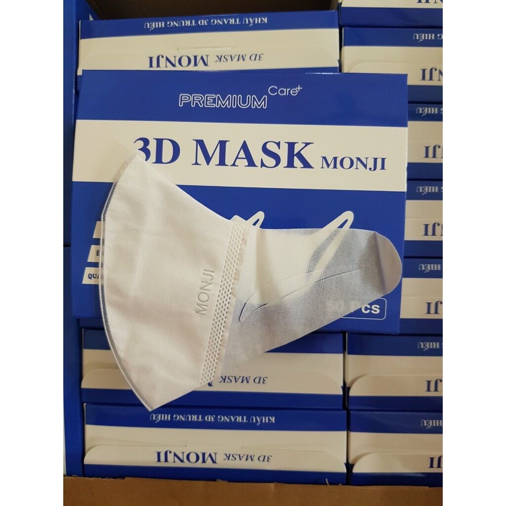 Hộp 50 cái khẩu trang 3d Monji sản xuất theo công nghệ Nhật Bản/khẩu trang 3d mas monji/khẩu trang 3d quai vải