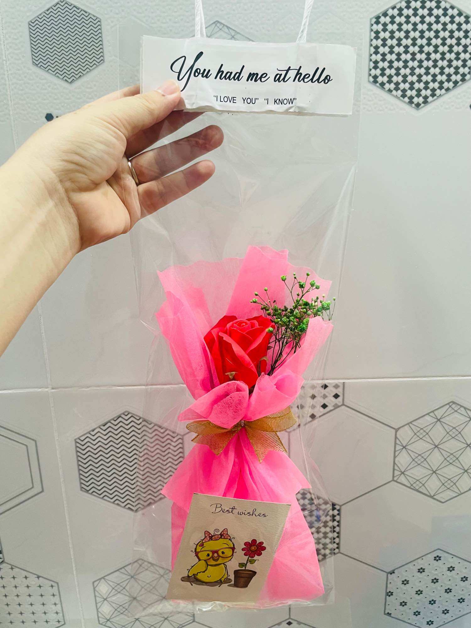 Bó Hoa Sáp 1 Bông Kèm Thiệp - túi