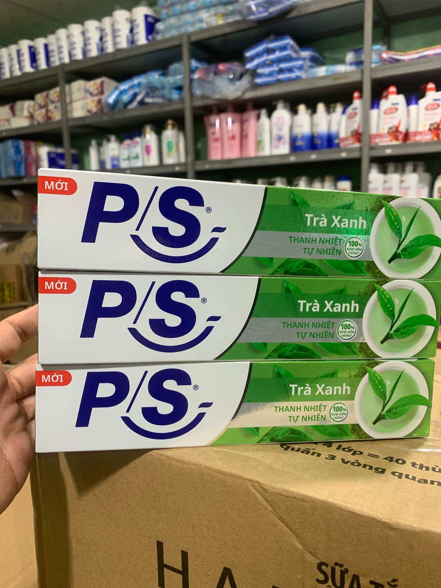 Kem đánh răng PS trà xanh 230g combo 3 chai