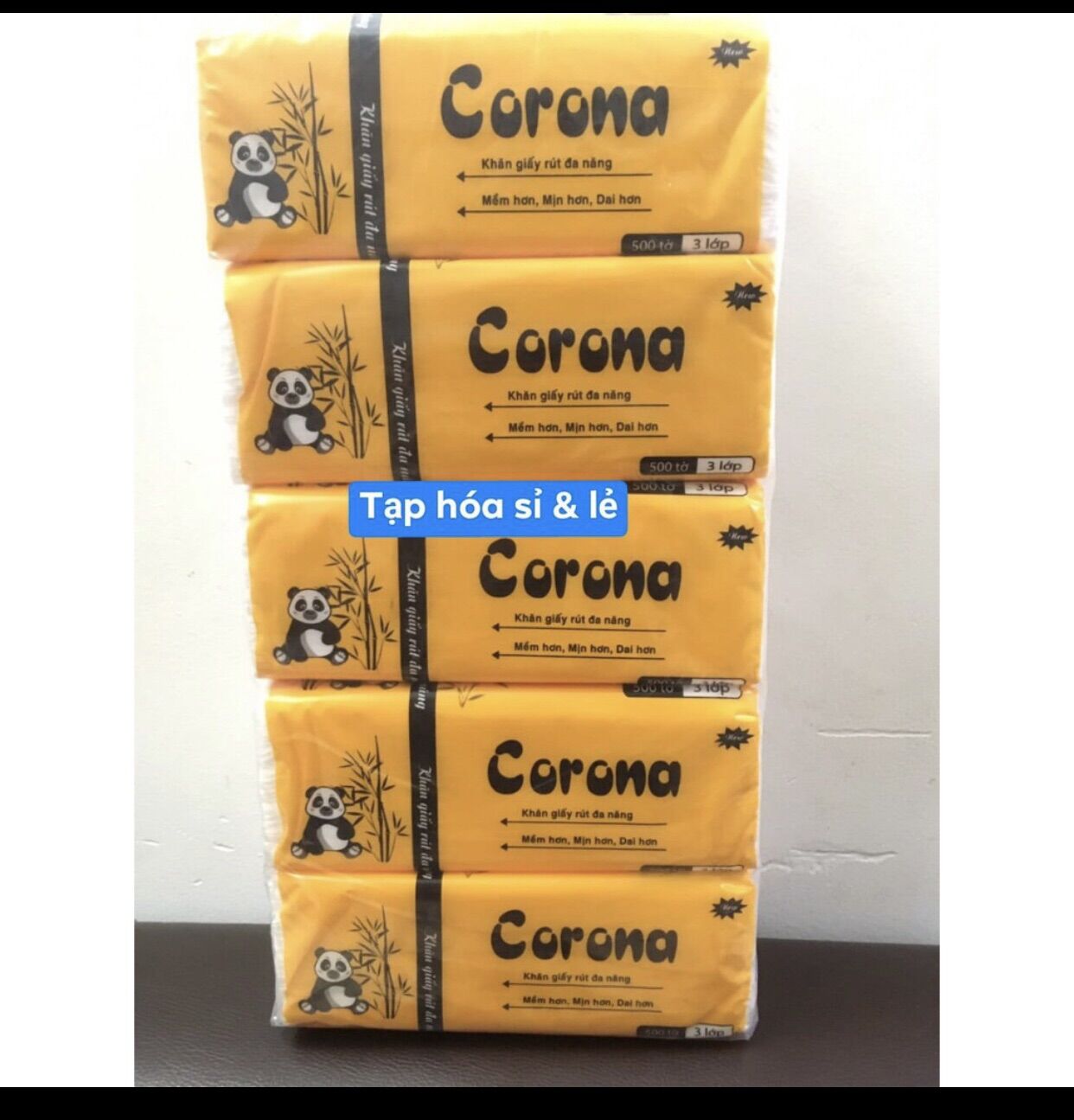 Combo 5 bịch giấy ăn rút gấu trúc corona