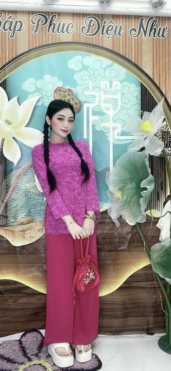 Bộ bà ba cổ tròn nút ngọc thân liền/ Sét bà ba cổ tròn