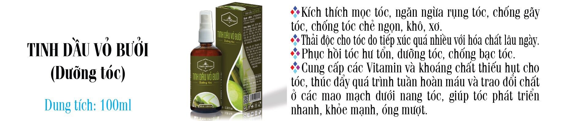 Tinh dầu vỏ bưởi dưỡng tóc dạng xịt 100ml