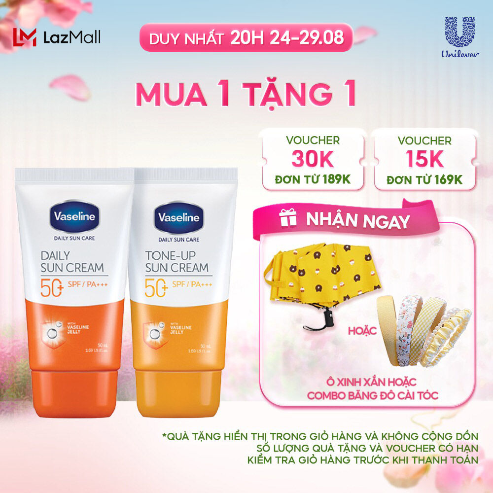 Bộ 2 Kem chống nắng Vaseline hằng ngày và nâng tông 50ml