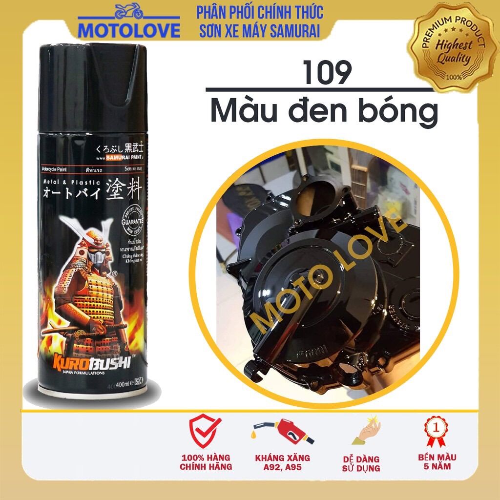 Sơn sịt Samurai Chính Hãng Màu Đen Bóng