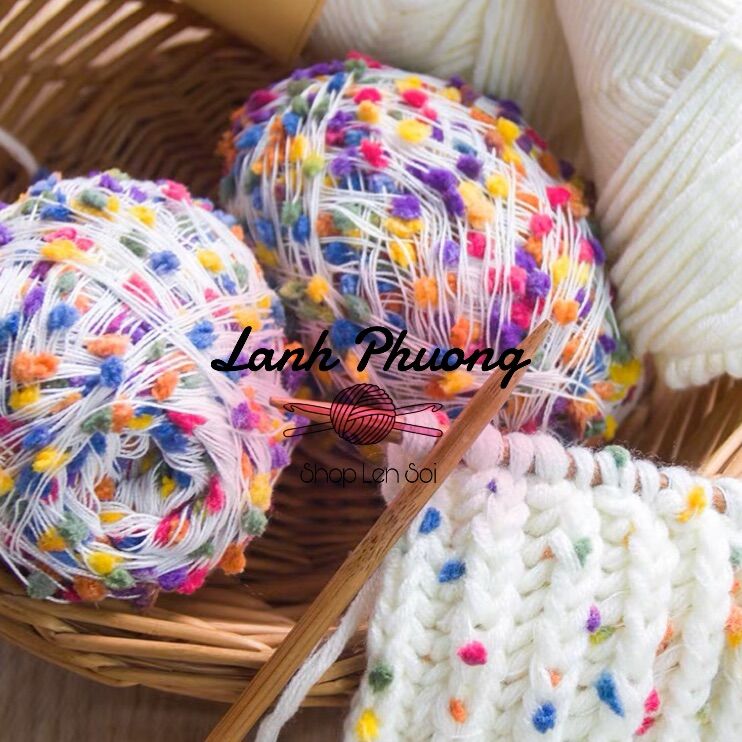 Rainbow Pom Pom Yarn Used to Mix Wool Yarn 50Gr