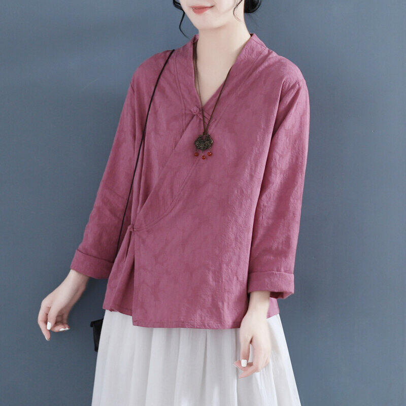 Áo Sơ Mi Hanfu Phong Cách Mới Mùa Xuân Hè 2022 Áo Vest Pha Lanh Cotton Cổ Điển Phong Cách Trung Hoa Cổ Điển Dành Cho Nữ