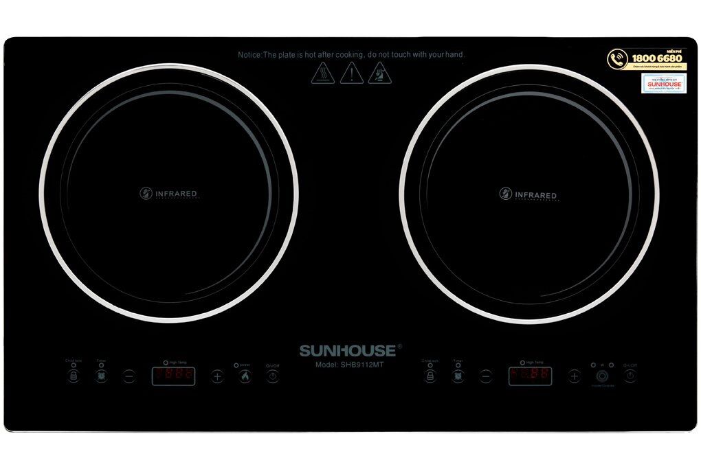 Bếp hồng ngoại đôi lắp âm sunhouse shb9112mt - [ hàng chính hãng bảo hành 12 tháng