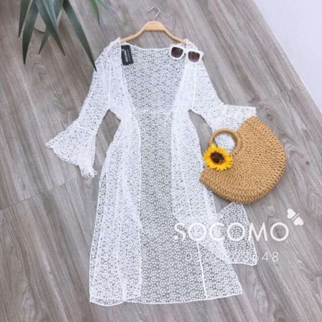 Áo choàng ren đi biển dáng dài