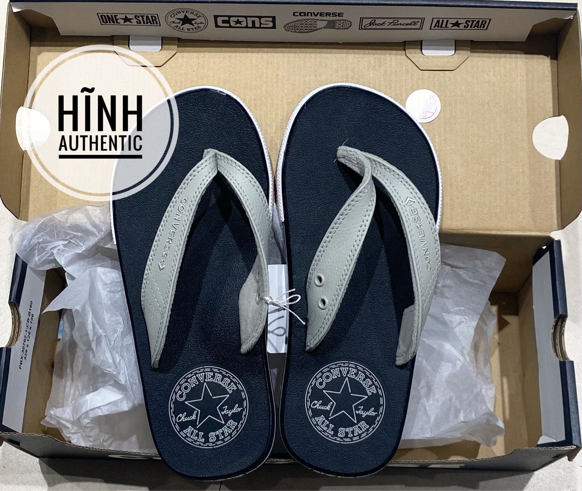Dép Converse đen quai xám xỏ ngón chính hãng  quai da