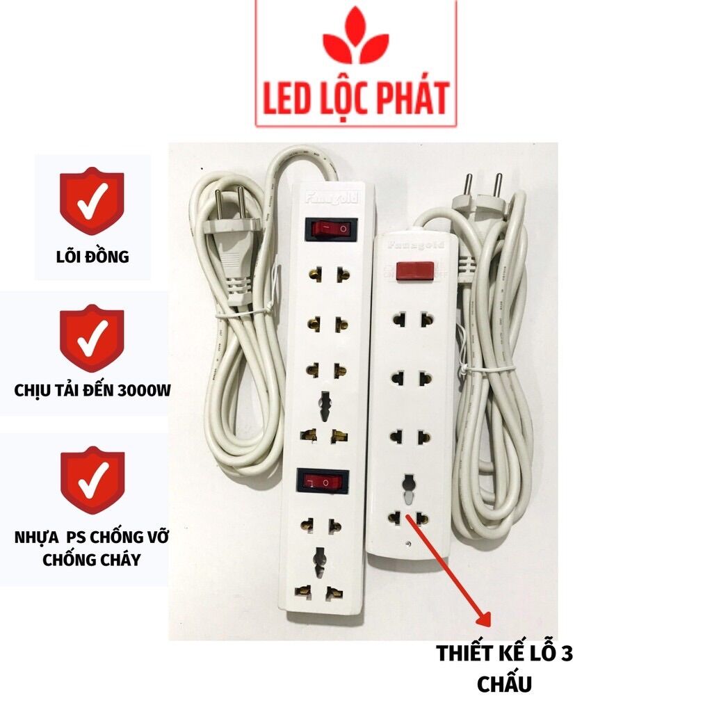 Ổ cắm điện có công tắc dây dài nhiều lỗ, ổ cắm điện chịu tải cao cấp 3 lỗ 4 lỗ 6 lỗ