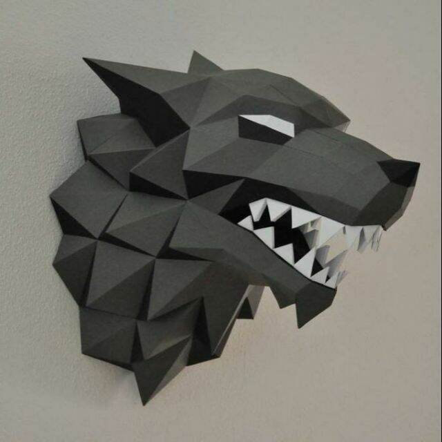 [HCM]Mô hình giấy đầu sói treo tường Stark Direwolf Sigil [Game of Thrones]