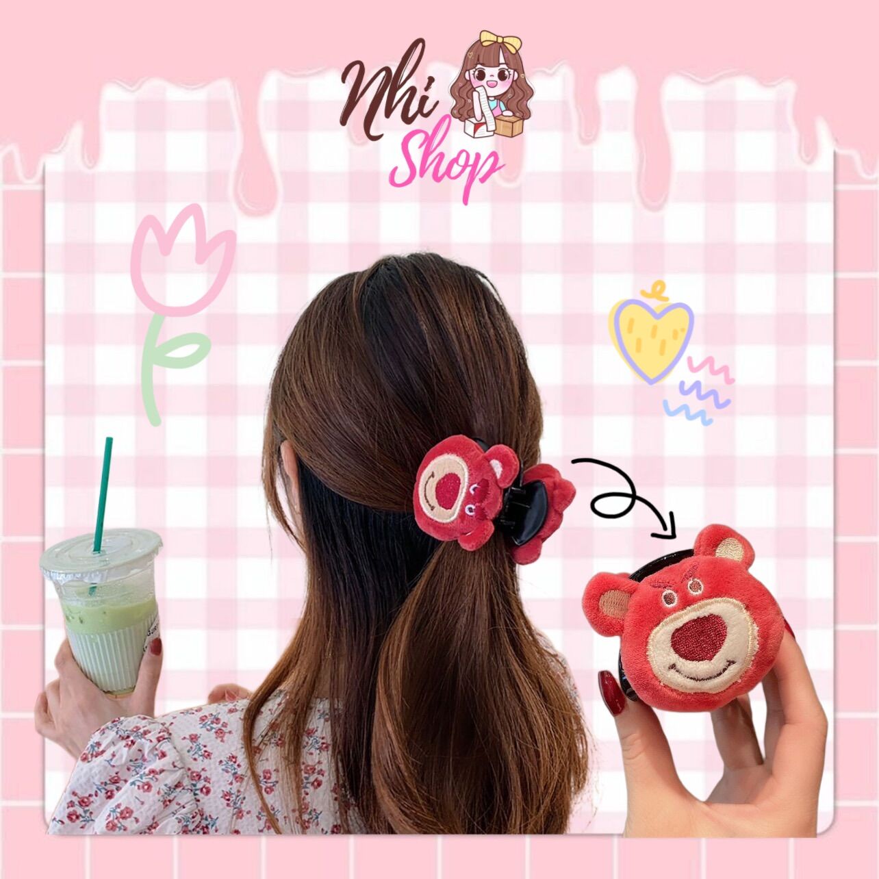 Kẹp tóc càng cua gấu dâu lotso