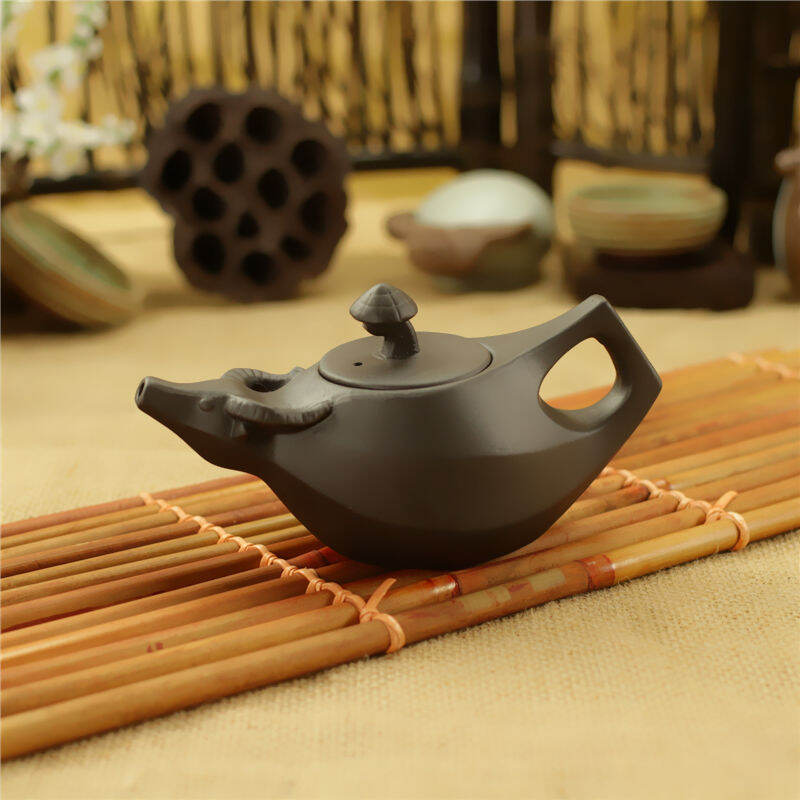 Ấm Trà Tử Sa Ấm Trâu Quặng Nguyên Chất Tử Sa Nghi Hưng Bộ Đồ Trà Công Phu Trâu Mục Đồng Đất Sét Đỏ 120 Ml