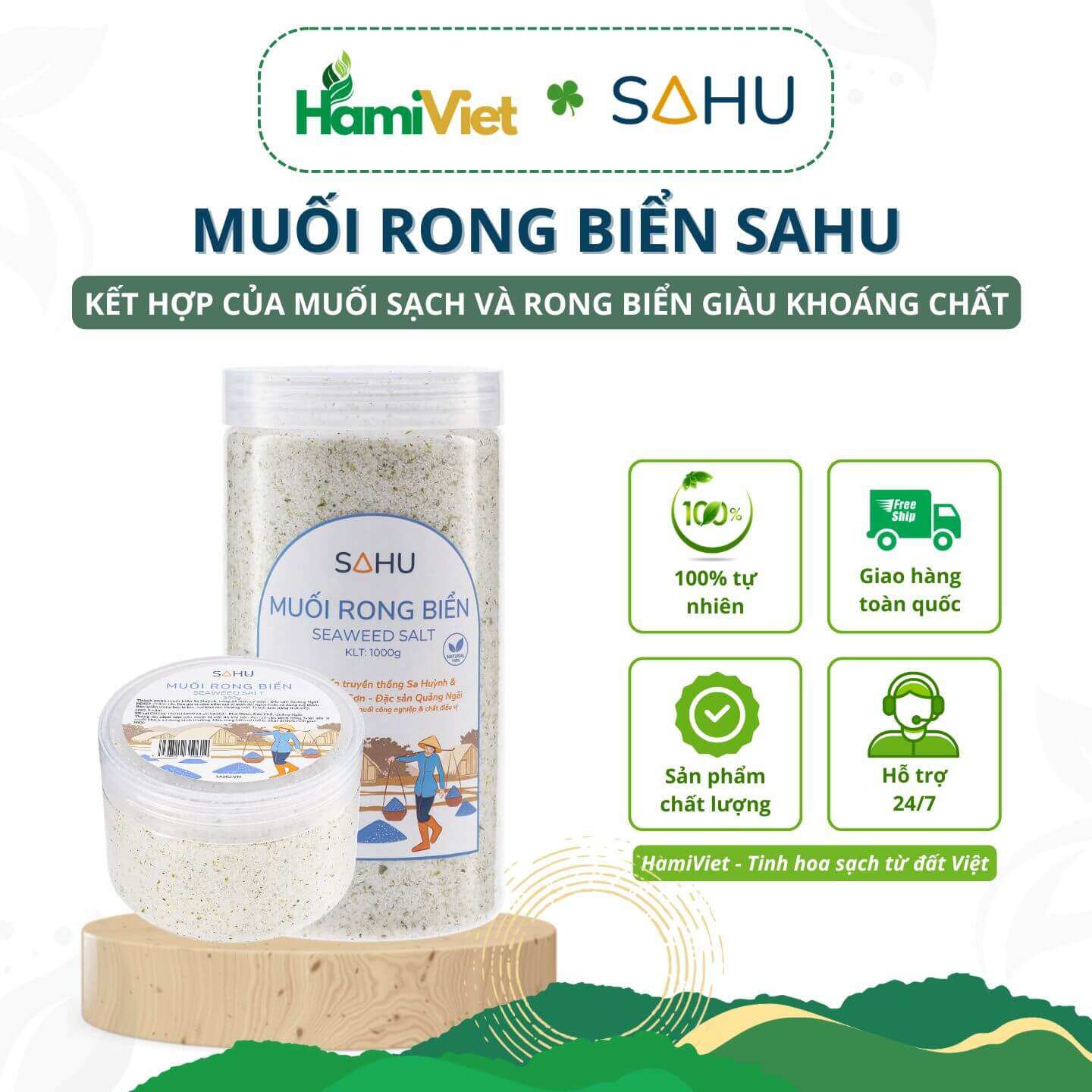 Muối rong biển Sahu có vị mặn dịu, hậu ngọt sâu, đậm vị umami và giàu khoáng chất