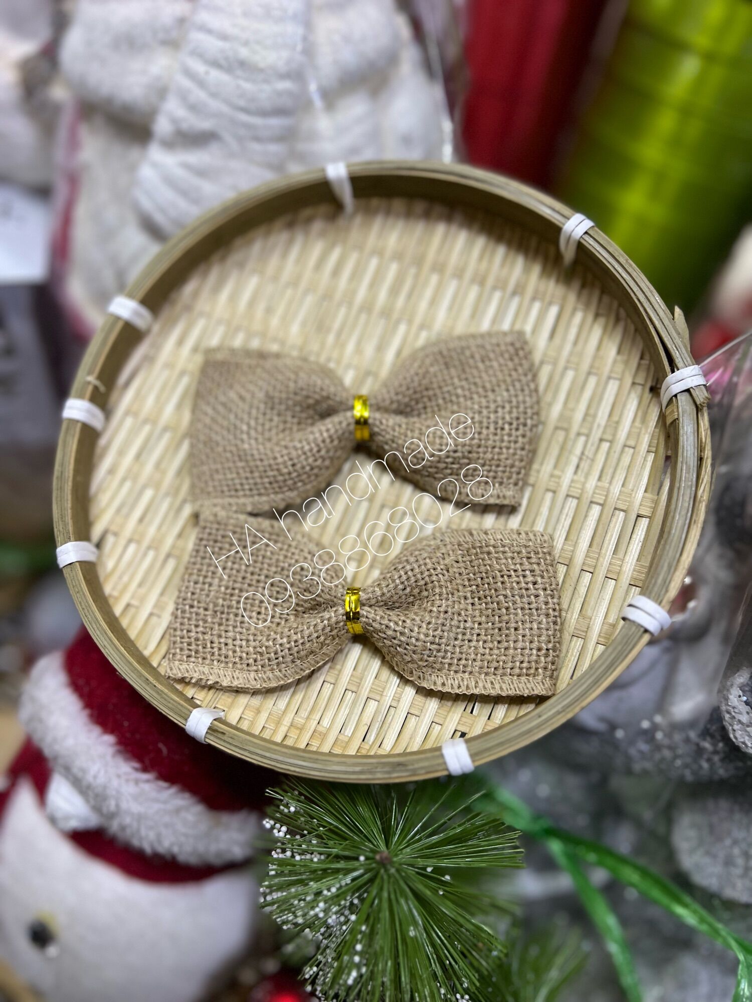 Set 2 nơ vải bố trang trí cây thông