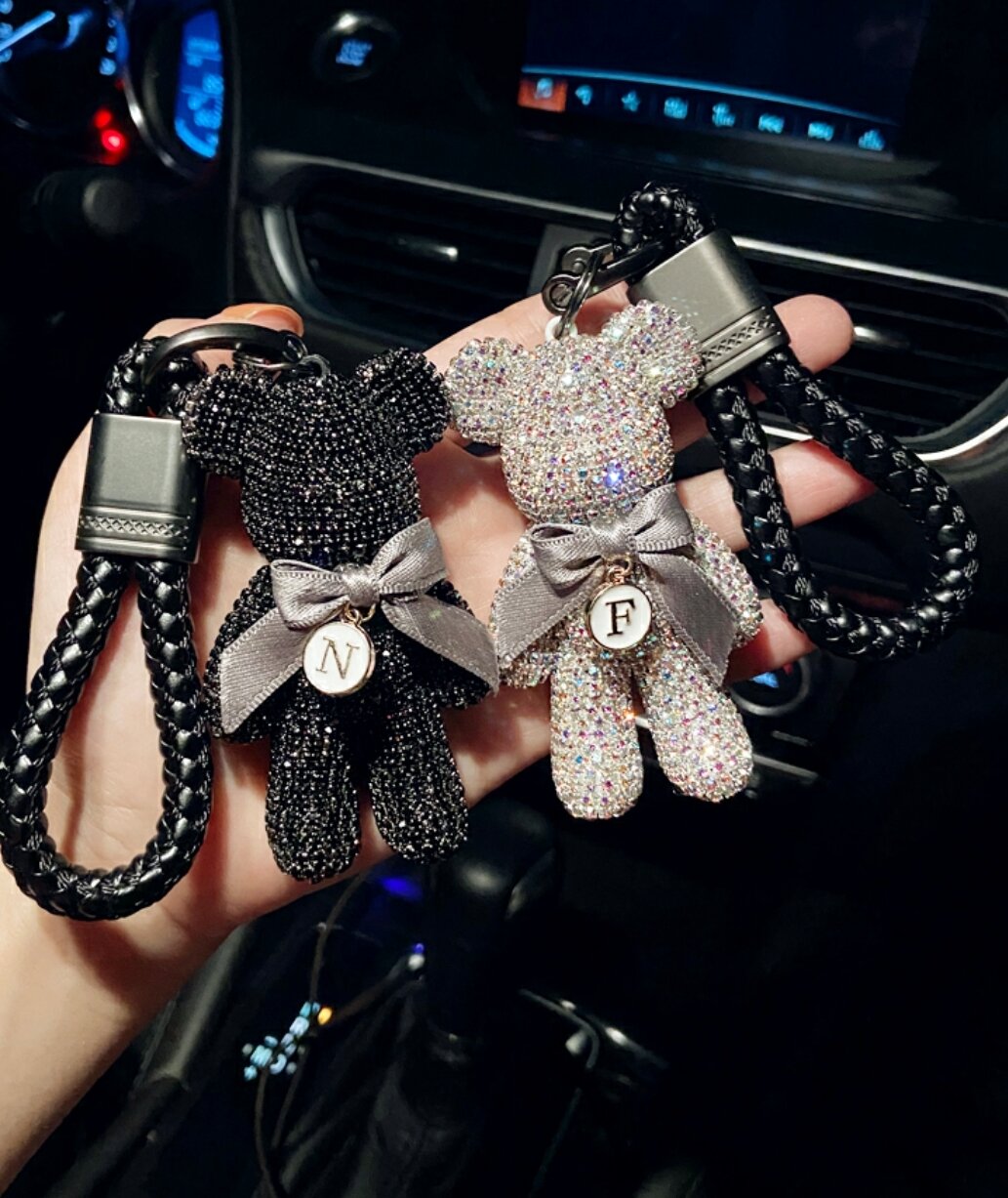 Móc khóa gấu đính đá handmade pha lê cực đẹp