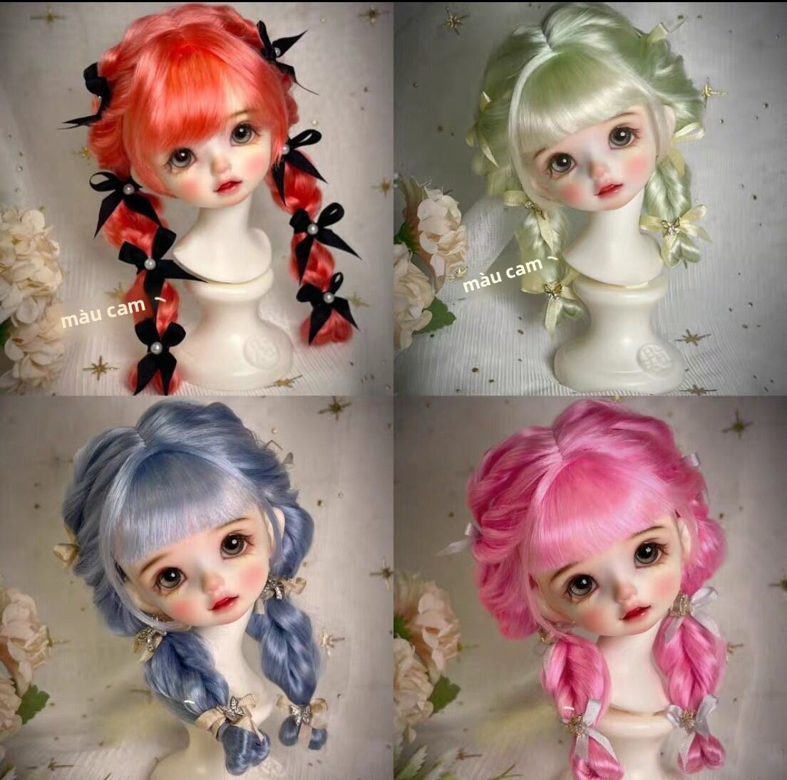 Tóc Búi Cừu Tinh Khiết BJD6 Tóc Búi Cừu Nguyên Chất Blythe/OB11 Tóc Búi Cừu Giả BJD SD Trò Chơi Cờ Bàn Tóc Búi Cừu 1/6
