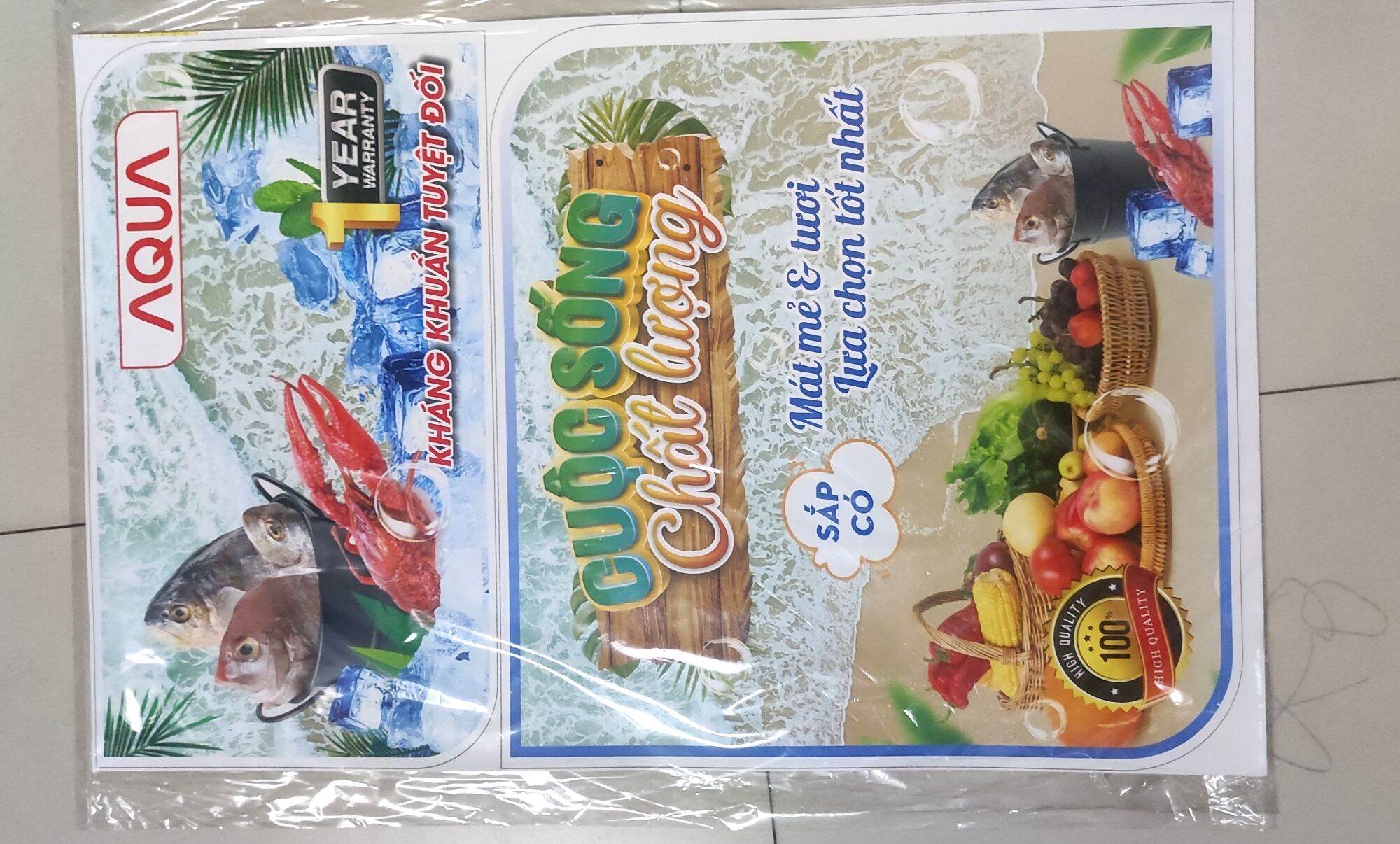 combo 10 tem dán tủ lạnh Aqua