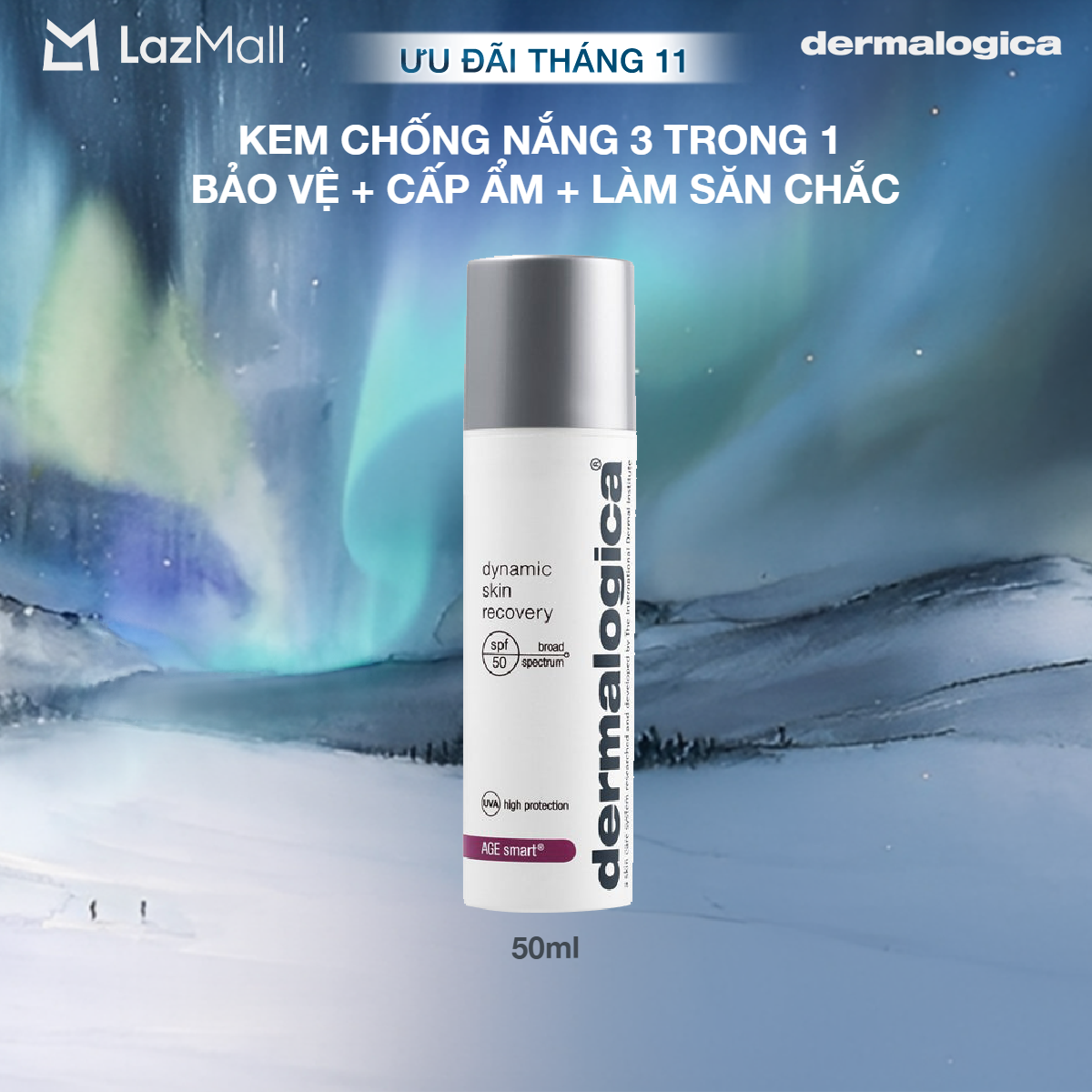 Kem chống nắng 3 trong 1 dermalogica dynamic skin recovery spf50 bảo vệ da làm săn chắc và dưỡng ẩm